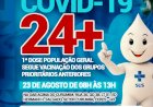 Prefeitura de Ceres comunica vacinação contra a covid 19 24+ dia 23 de agosto das 8 hrs às 13 hrs