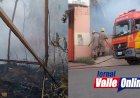 Bombeiros são acionados às presas para controlar incêndio criminoso na entrada da ponte velha em Rialma ao lado do Lava-jato do Tota