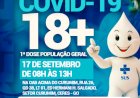 Prefeitura de Ceres comunica vacinação contra a covid 19 18+ dia 17 de setembro das 8 hrs às 13 hrs