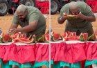 Após trocar convite da ONU por participação em Festa da Melancia, Paulo Vieira vence competição de quem come mais a fruta, e vídeo viraliza