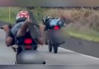 Motociclistas fazem manobra de ‘super-homem’ na BR-060