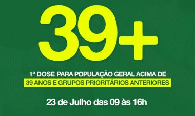 Prefeitura de Ceres comunicação da primeira dose da vacinação contra covid 19 população geral a partir de 39 anos local FACER