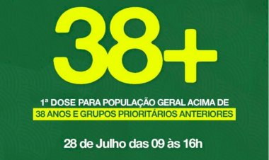 Comunicação Ceres avisa que pessoas com 38+ pode comparecer na faceres para tomar a vacina contra covid19