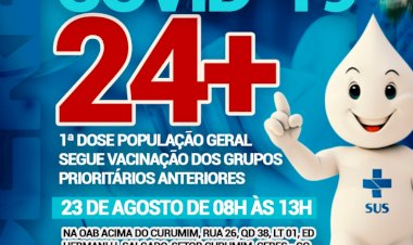 Prefeitura de Ceres comunica vacinação contra a covid 19 24+ dia 23 de agosto das 8 hrs às 13 hrs