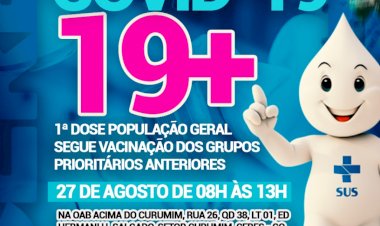 Prefeitura de Ceres comunica vacinação contra a covid 19 19+ dia 27 de agosto das 8 hrs às 13 hrs