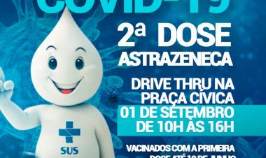 Politica Prefeitura de Ceres comunica 2ª dose ASTRAZENECA vacinação contra a covid dia 01 de setembro das 10 hrs as 16 hrs