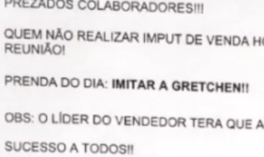 Empresa deve pagar R$ 150 mil a vendedores após obrigá-los a dançar 'Gretchen' e 'boquinha da garrafa' por não bater meta