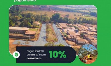 Ceres: Pague seu IPTU até dia 10 de Novembro e ganhe 10 por cento de desconto