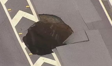 Asfalto cede e cratera se abre na Marginal Tietê, em São Paulo