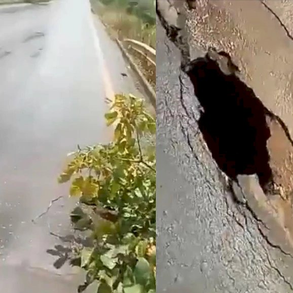 Buraco se abre na cabeceira de ponte na GO-427 entre Jaraguá e Itaguaru