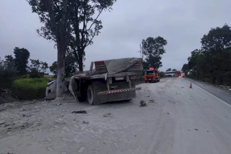 Em Goiás: Acidente entre ônibus e carreta interdita parte da BR-153