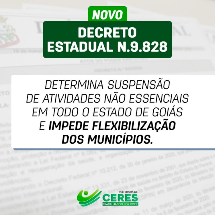 Decreto Estadual determina suspensão de atividades não essenciais