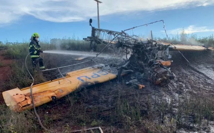 Piloto morre carbonizado após avião cair e pegar fogo em Itaberaí - Goiás