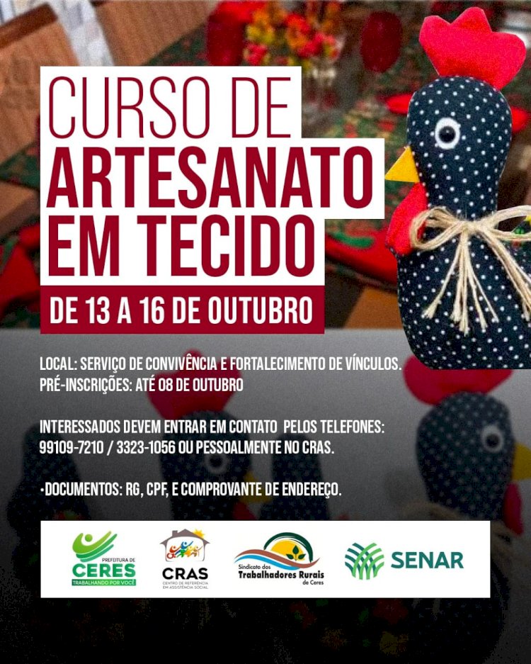 A Prefeitura de Ceres, informa a toda comunidade que estão abertas até dia 08 de outubro