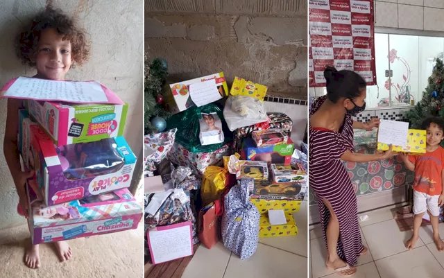 Estudantes respondem cartas do Papai Noel enviadas por crianças carentes, em Goiânia