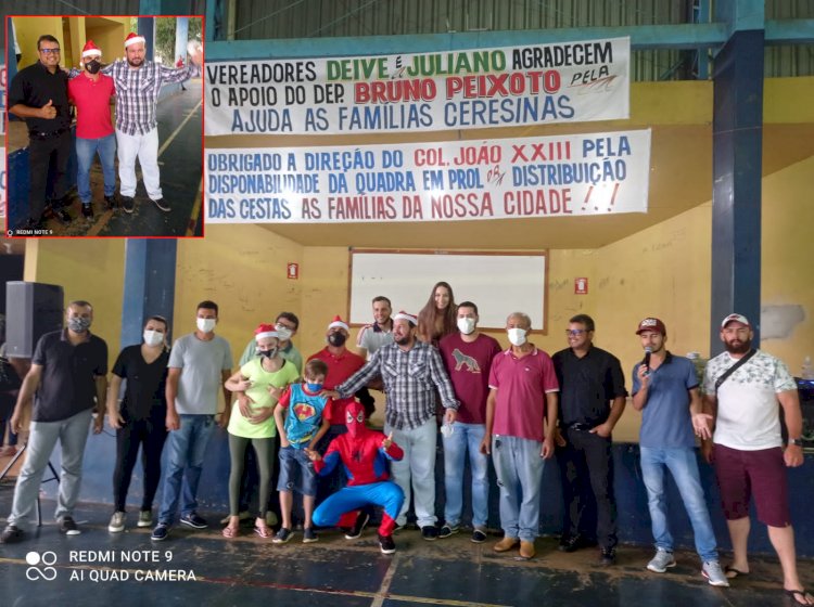 Vereadores Deive bebida e Dr Juliano Garcia entrega 200 cestas de alimentos para familiares carentes de Ceres e região