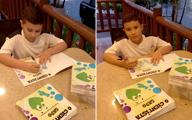 Menino que escreveu o primeiro livro aos 3 anos surpreende ao lançar o segundo aos 8, em Goiânia