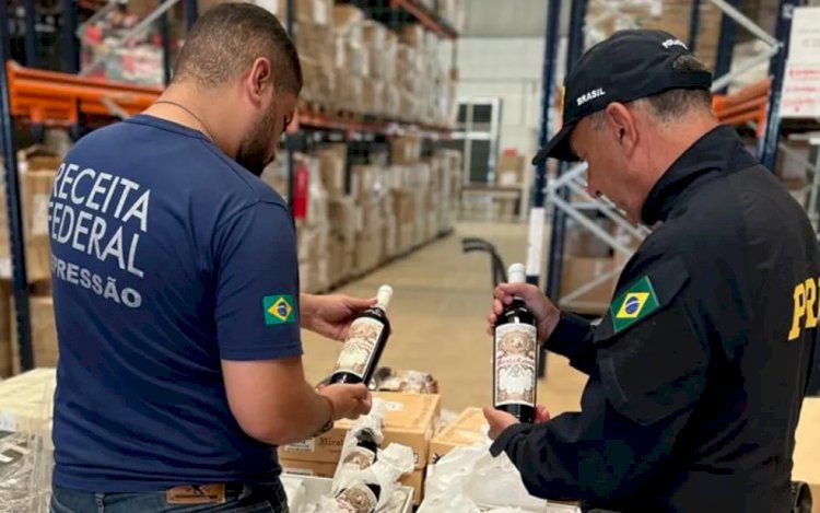 Operação da PRF e Receita Federal apreende milhares de garrafas de vinhos em rodovias goianas