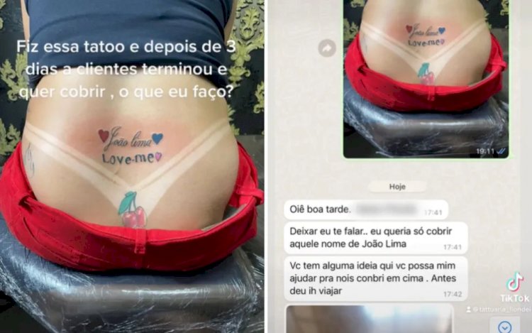 Em Goiás: Mulher tatua nome do namorado, termina três dias depois e pede ajuda ao tatuador para remover