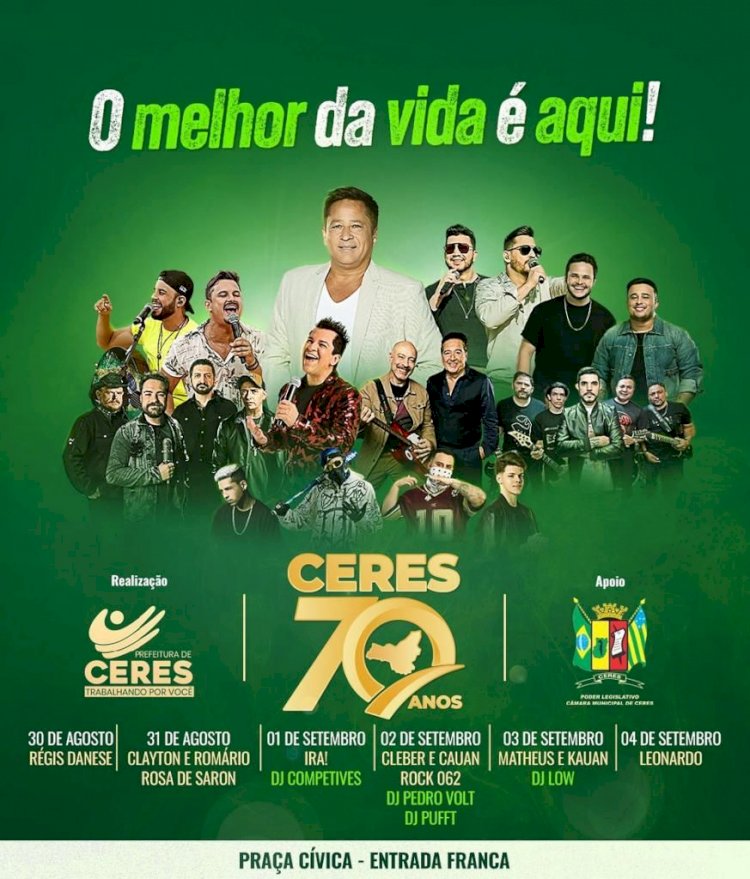 DJs vão agitar as noites durante a programação dos 70 Anos de Ceres