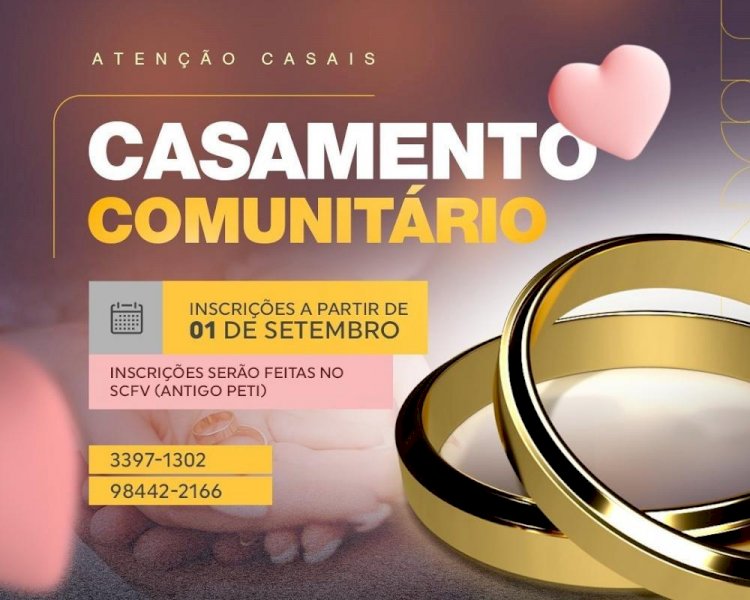 Prefeitura de Rialma abre inscrições para casamento comunitário serão a partir de 01 de setembro