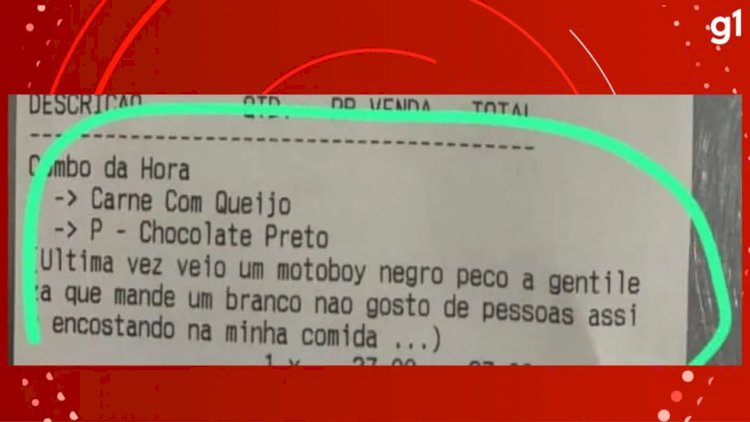 Polícia investiga pedido de delivery com frase racista a restaurante: 'mande um branco'