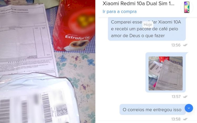 Mulher compra celular pela internet e recebe pacote de café