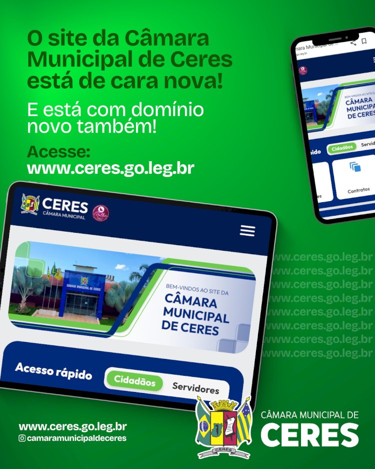 O site da Câmara Municipal de Ceres está de cara nova